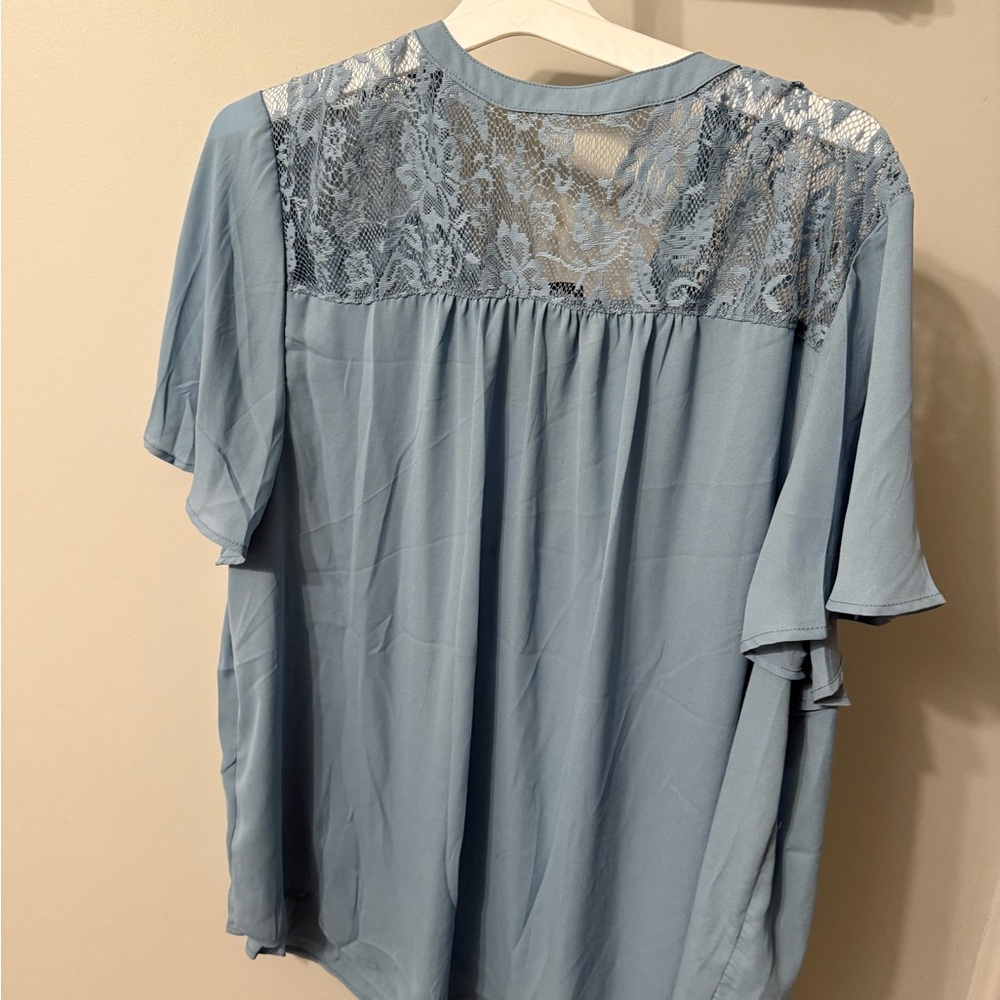 Torrid Harper Georgette Blue Lace Blouse - Picture 4 of 4